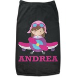 Airplane Theme - for Girls Black Pet Shirt (Personalized)