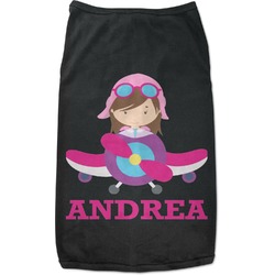 Airplane Theme - for Girls Black Pet Shirt (Personalized)