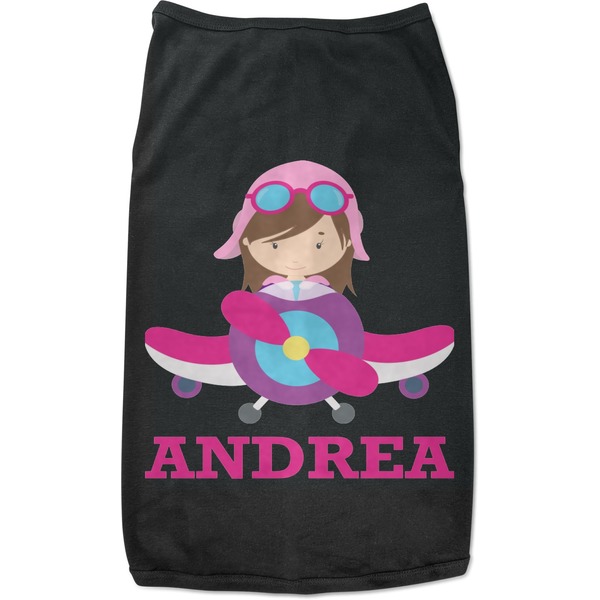 Custom Airplane Theme - for Girls Black Pet Shirt - S (Personalized)