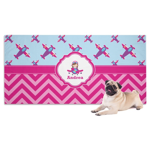 Custom Airplane Theme - for Girls Dog Towel (Personalized)