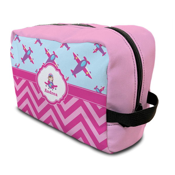 Custom Airplane Theme - for Girls Toiletry Bag / Dopp Kit (Personalized)