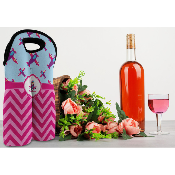 Airplane Theme - for Girls Double Wine Tote - LIFESTYLE (new)