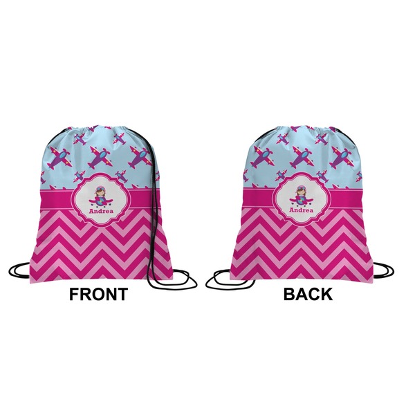 Airplane Theme - for Girls Drawstring Backpack