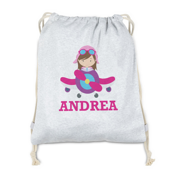 Custom Airplane Theme - for Girls Drawstring Backpack - Sweatshirt Fleece - Single Sided