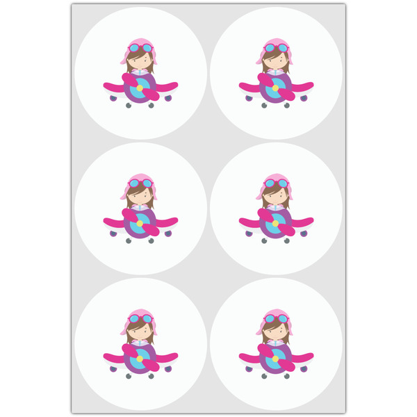 Airplane Theme - for Girls Drink Topper - Large - Set of 6
