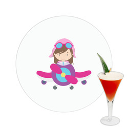 Airplane Theme - for Girls Printed Drink Topper -  2.5"