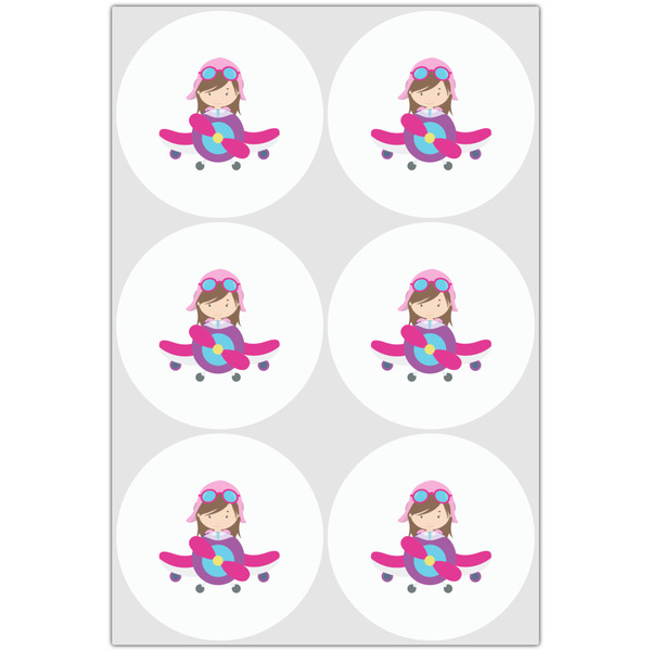 Airplane Theme - for Girls Drink Topper - XLarge - Set of 6