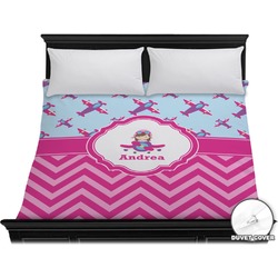 Airplane Theme - for Girls Duvet Cover - King (Personalized)