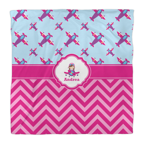 Airplane Theme - for Girls Duvet Cover - Queen - Front