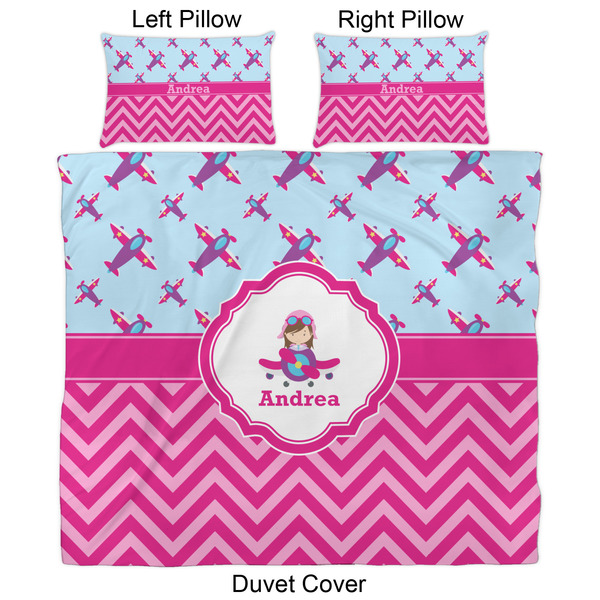 Airplane Theme - for Girls Duvet Cover Set - King - Approval