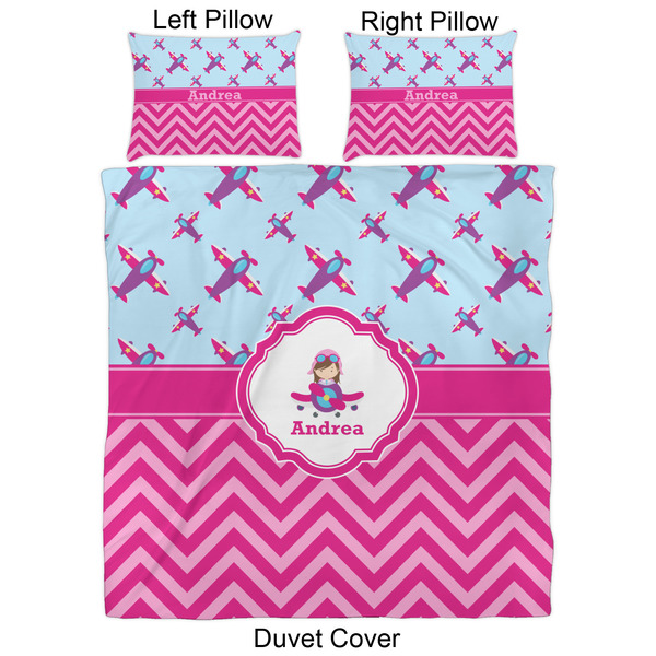 Airplane Theme - for Girls Duvet Cover Set - Queen - Approval