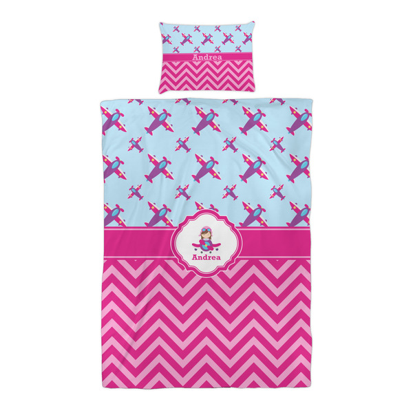 Airplane Theme - for Girls Duvet Cover Set - Twin XL - Alt Approval