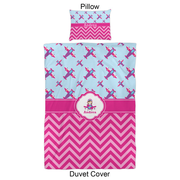 Airplane Theme - for Girls Duvet Cover Set - Twin XL - Approval