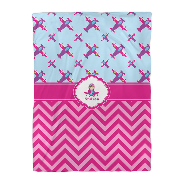 Airplane Theme - for Girls Duvet Cover - Twin XL - Front