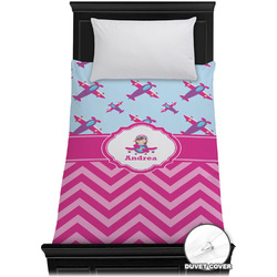 Airplane Theme - for Girls Duvet Cover - Twin XL (Personalized)