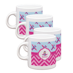 Airplane Theme - for Girls Single Shot Espresso Cups - Set of 4 (Personalized)