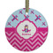 Airplane Theme - for Girls Flat Glass Ornament - Round w/ Name or Text