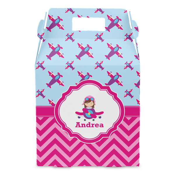 Airplane Theme - for Girls Gable Favor Box - Front