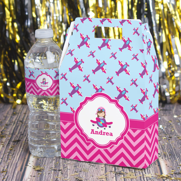 Airplane Theme - for Girls Gable Favor Box - In Context