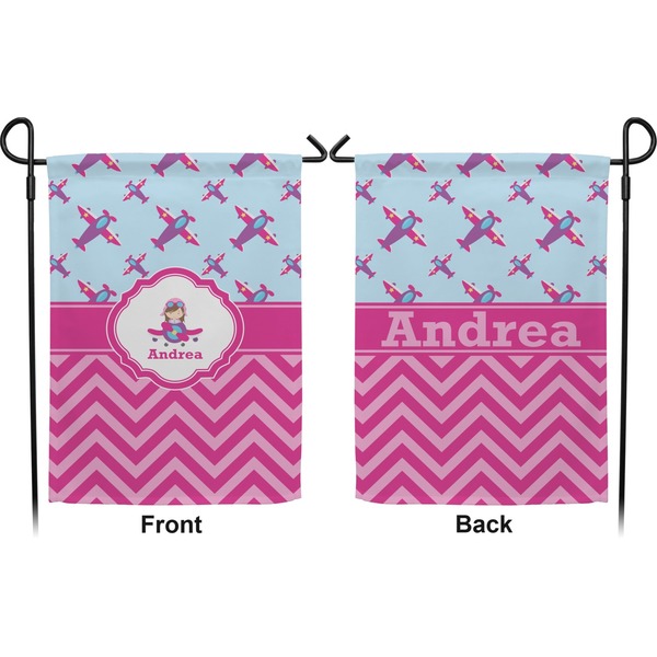 Airplane Theme - for Girls Garden Flag - Double Sided Front and Back