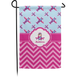 Airplane Theme - for Girls Small Garden Flag - Double Sided w/ Name or Text