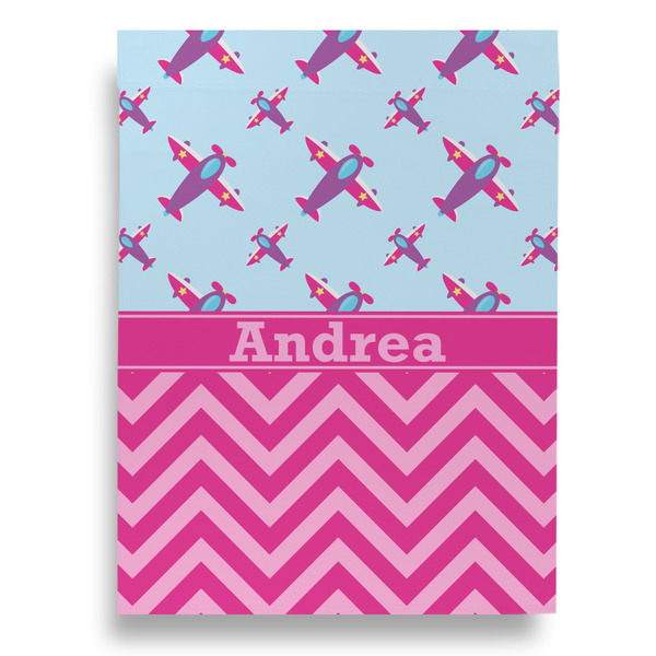 Airplane Theme - for Girls Garden Flags - Large - Double Sided - BACK