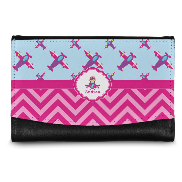 Custom Airplane Theme - for Girls Genuine Leather Women's Wallet - Small (Personalized)
