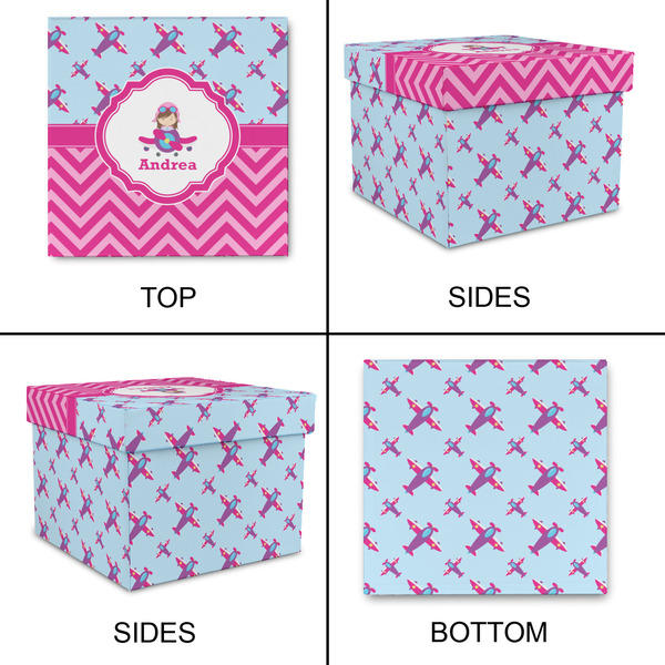 Airplane Theme - for Girls Gift Boxes with Lid - Canvas Wrapped - Large - Approval