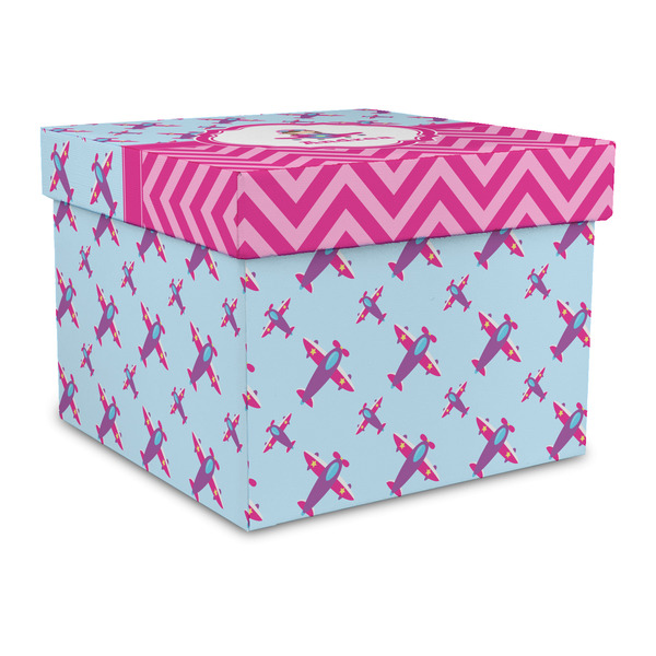 Custom Airplane Theme - for Girls Gift Box with Lid - Canvas Wrapped - Large (Personalized)