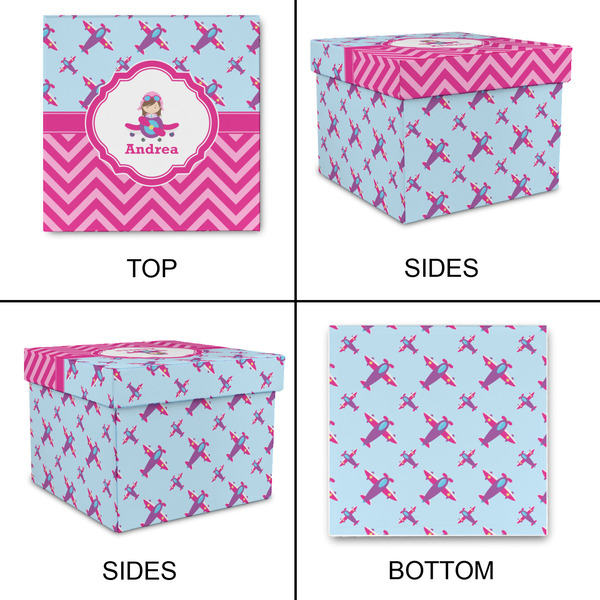 Airplane Theme - for Girls Gift Boxes with Lid - Canvas Wrapped - Medium - Approval