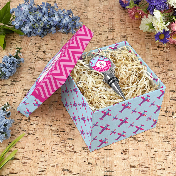 Airplane Theme - for Girls Gift Boxes with Lid - Canvas Wrapped - Medium - In Context