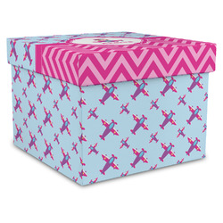 Airplane Theme - for Girls Gift Box with Lid - Canvas Wrapped - X-Large (Personalized)