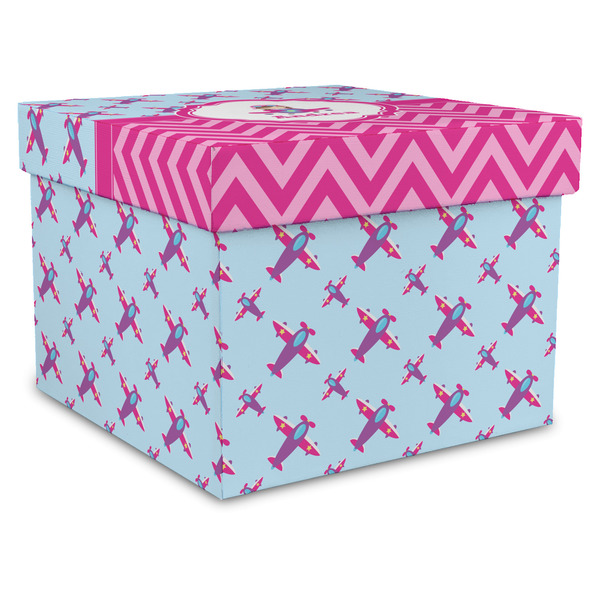 Custom Airplane Theme - for Girls Gift Box with Lid - Canvas Wrapped - X-Large (Personalized)