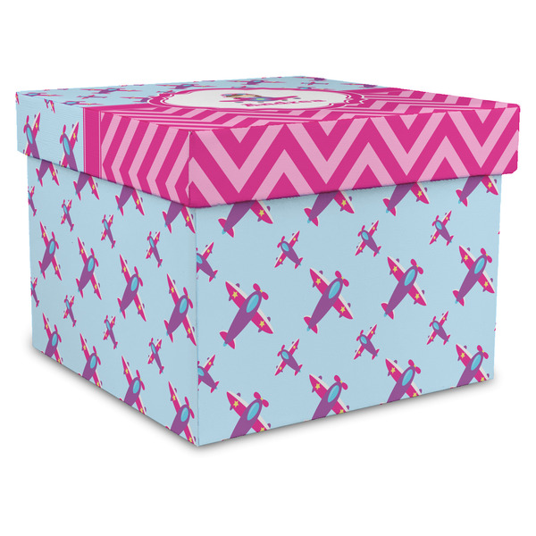 Custom Airplane Theme - for Girls Gift Box with Lid - Canvas Wrapped - XX-Large (Personalized)