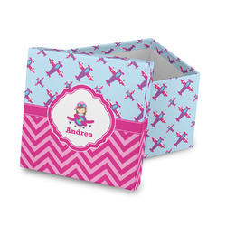 Airplane Theme - for Girls Gift Box with Lid - Canvas Wrapped (Personalized)