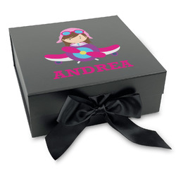 Airplane Theme - for Girls Gift Box with Magnetic Lid - Black