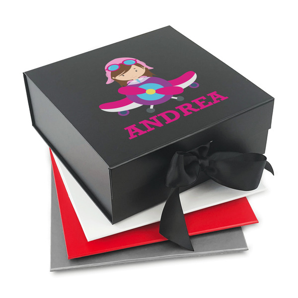 Custom Airplane Theme - for Girls Gift Box with Magnetic Lid
