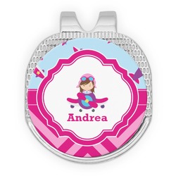 Airplane Theme - for Girls Golf Ball Marker - Hat Clip - Silver