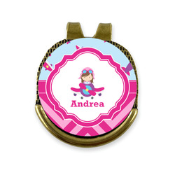 Airplane Theme - for Girls Golf Ball Marker - Hat Clip - Gold