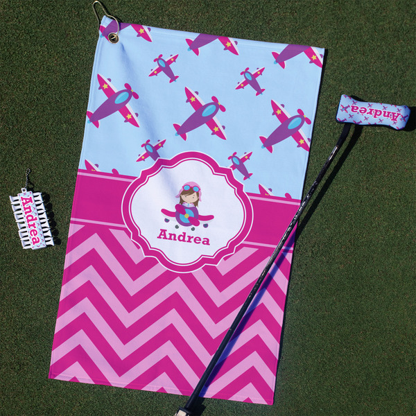 Custom Airplane Theme - for Girls Golf Towel Gift Set (Personalized)