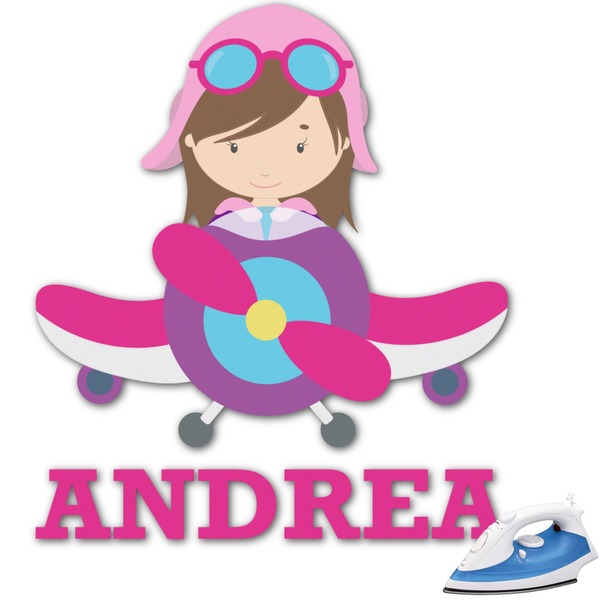 Custom Airplane Theme - for Girls Graphic Iron On Transfer (Personalized)