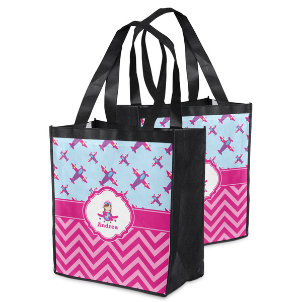 Airplane Theme - for Girls Grocery Bag - MAIN
