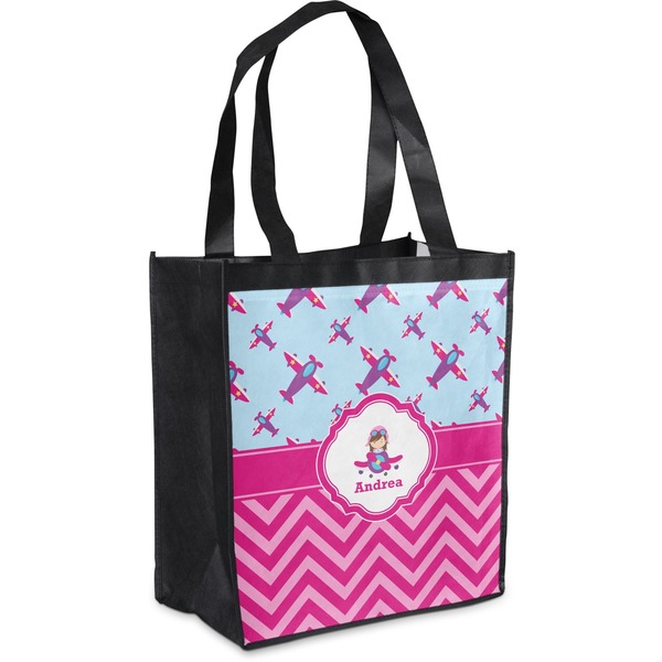 Custom Airplane Theme - for Girls Grocery Bag (Personalized)