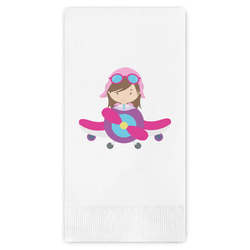 Airplane Theme - for Girls Guest Napkins - Full Color - Embossed Edge