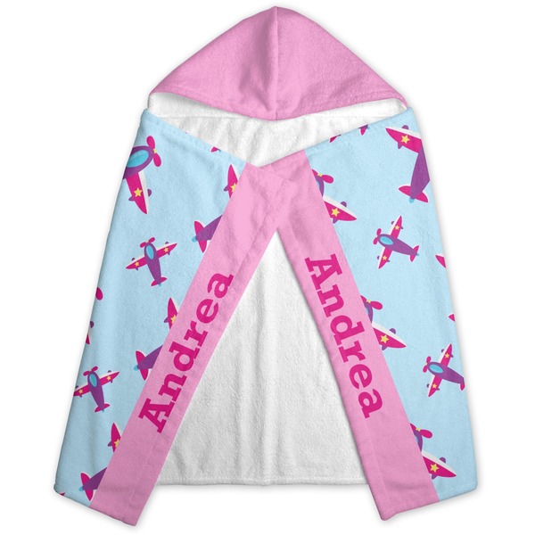 Airplane Theme - for Girls Hooded Towel - Folded