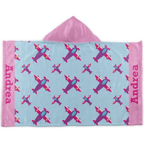 Custom Airplane Theme - for Girls Kids Hooded Towel (Personalized)