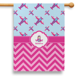 Airplane Theme - for Girls 28" House Flag - Double Sided (Personalized)