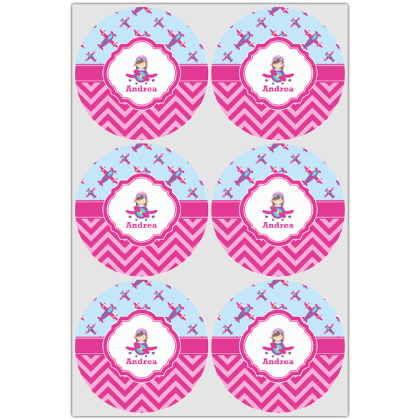 Airplane Theme - for Girls Icing Circle - Large - Set of 6