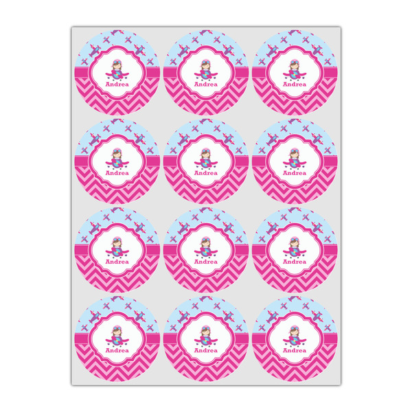 Airplane Theme - for Girls Icing Circle - Small - Set of 12