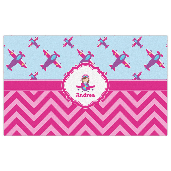 Airplane Theme - for Girls Indoor / Outdoor Rug - 3'x5' - Front Flat